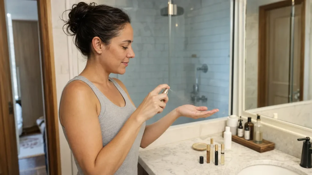 The hand-test: judging a spray before it touches your face