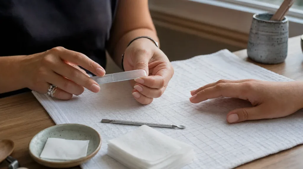 Prepping the nail plate before polish touches it